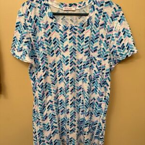 fresh produce Blue, Pink & Teal Geometric Scoop Neck Tee